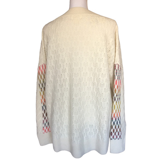 Anthropologie Maeve V-Neck Cable-Knit Lamb's Wool Sweater Women’s Size XL Ivory - Picture 5 of 12